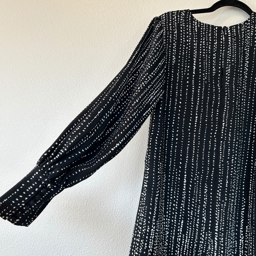 HM Black White Dotted Stripe Puff Sleeve Mini Shift Dress Size 6 - Picture 8 of 10